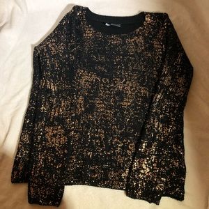 Urban Outfitters Black & Metallic RoseGold sweater
